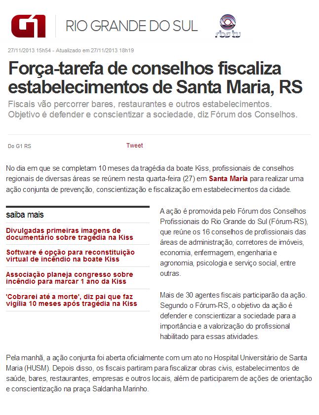 Força-tarefa de conselhos fiscaliza estabelecimentos de Santa Maria, RS